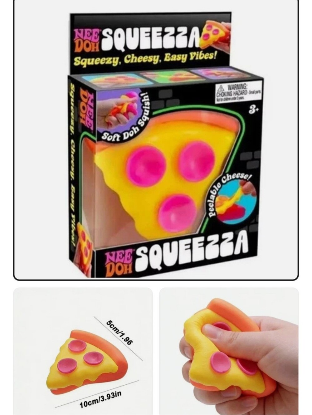 Nee Doh Squeezza Pizza Slice Stress Relief Toy - Yellow & Pink
